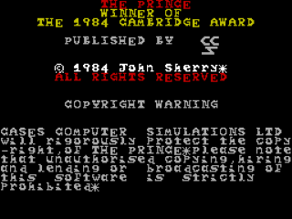 The Prince title screen for ZX Spectrum